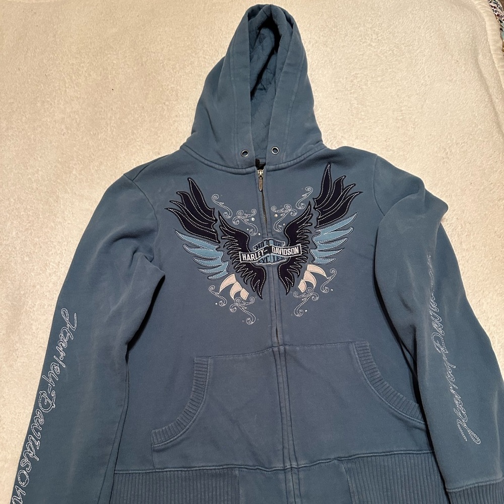 Ladies Teal blue Harley Davidson jacket size large